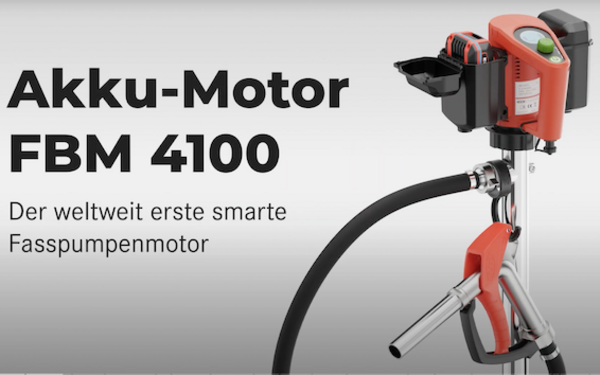 Neuheit:  FLUX-FBM 4100 – Der weltweit erste smarte Akku-Motor für Fasspumpen.